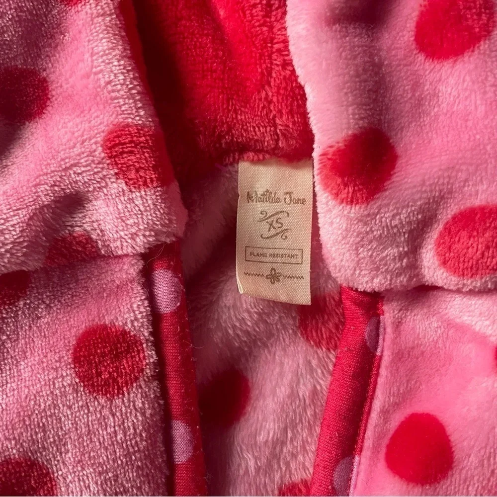 Matilda Jane Wonderment All Clean Fluffy Pink Polka Dot Bath Robe